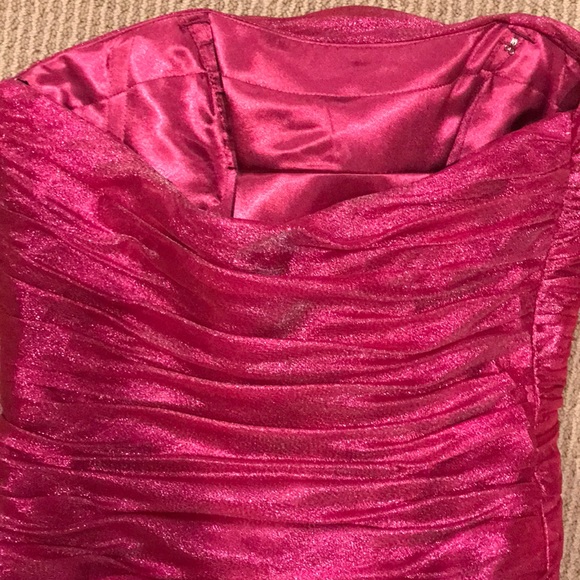 HOTPINK LONG STRAPLESS GOWN MERMAID STYLE WITH JEWELS - Picture 8 of 8